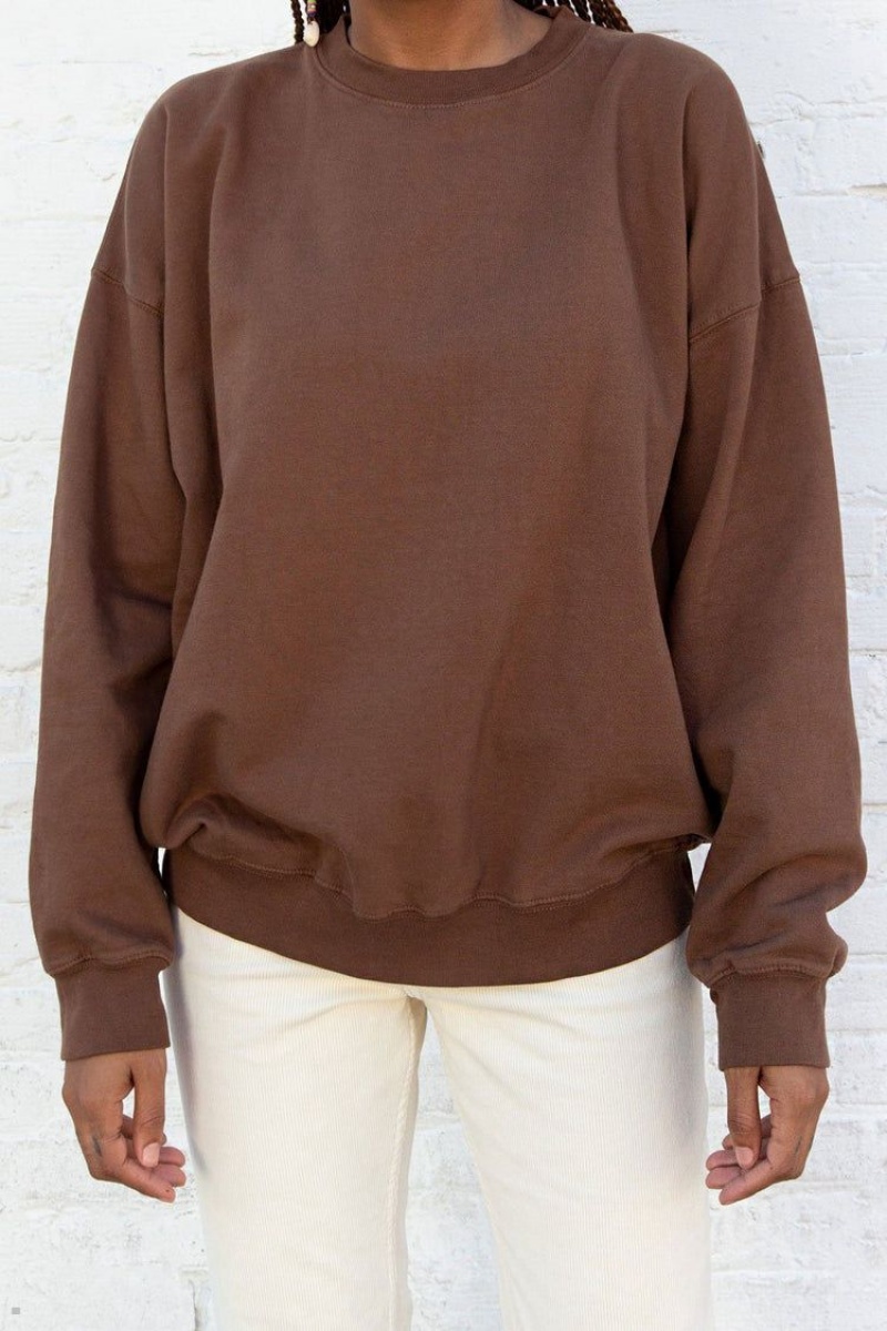 Sweatshirt Brandy Melville Erica Oversized Marron | AVA-72208100